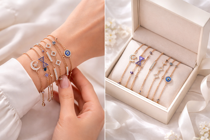 Luxury Adjustable Rose Gold Bracelet – Trendy Women’s Fashion Jewelry / Pack of 6