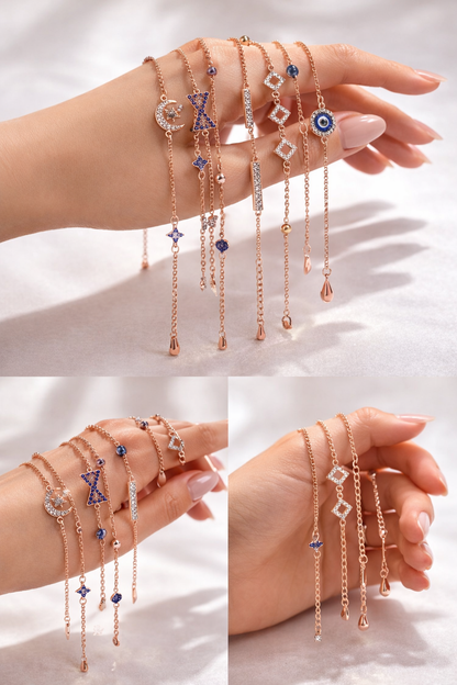 Luxury Adjustable Rose Gold Bracelet – Trendy Women’s Fashion Jewelry / Pack of 6